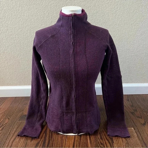 Mountain Hardwear Sarafin Cardigan Full Zip Sweater Women Sm Wool Blend Purple - Picture 1 of 16